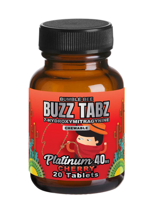 Bumble Bee Buzz Tabz Platinum (Cereza) - Masticables de 7-OH de 40 mg 