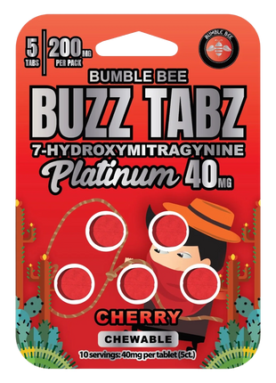 Bumble Bee Buzz Tabz Platinum (Cereza) - Masticables de 7-OH de 40 mg 