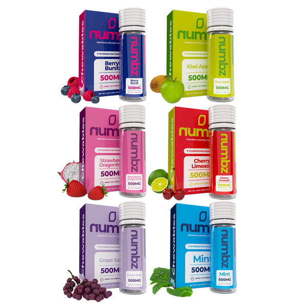 Numbz Fruit Flavored 7OH Kratom Chewable Tablets 500mg (10 Count)